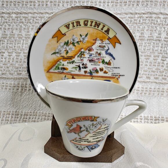 Vintage Virginia State Souvenir Plate & Teacup Set – Made in Japan - Picture 2 of 7